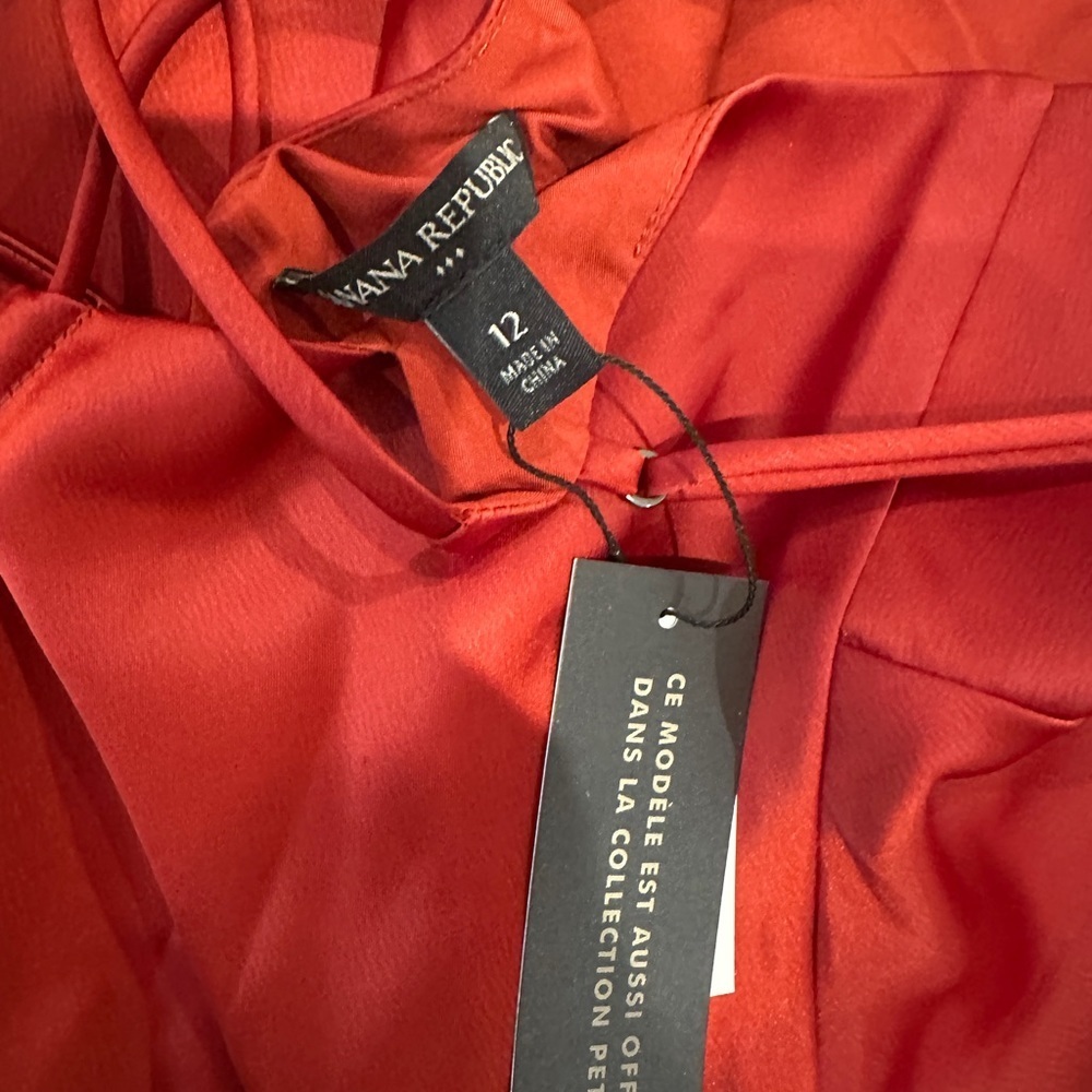 NWT Banana Republic Red Satin Slip Dress Thin Strap Cutout Size 12 Large - Picture 10 of 11